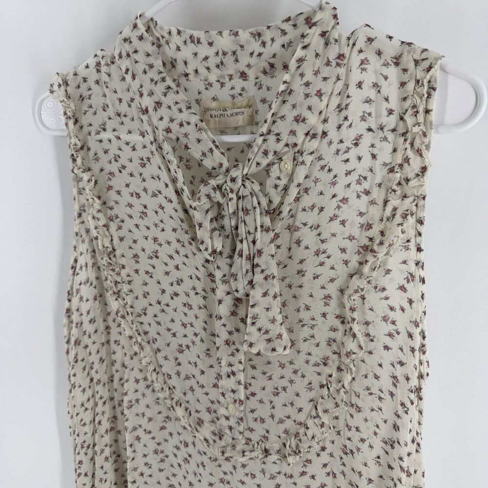 Denim & Supply Ralph Lauren Sheer Ruffled Floral Sleeveless Top Women’s Large